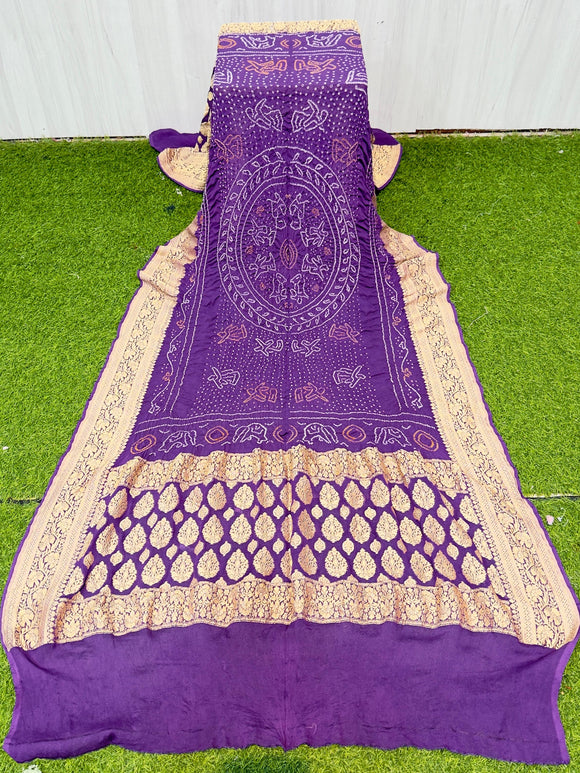 Purple dupatta bandhej dupatta neemjari dupatta SaffronFashion