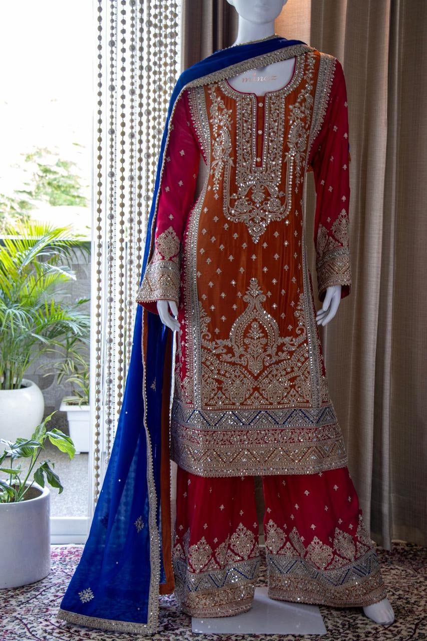 Pujo inspired sharara gharara dress - Saffronfashionindia