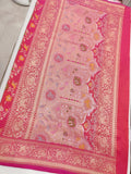 Pretty pink katan handwoven antique zari saree