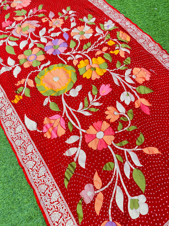 Floral red gorgette dupatta trendy dupatta Indian dupatta SaffronFashion