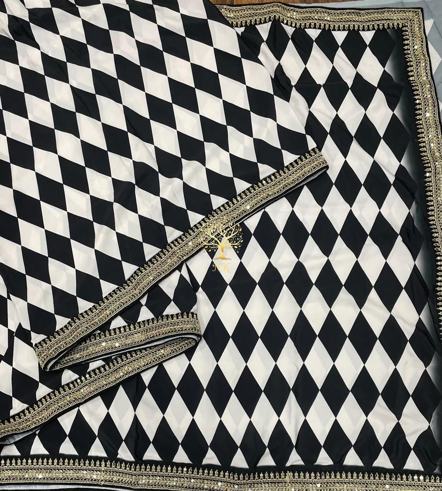 Rinaz print saree,,,partywear stylish saree - Saffronfashionindia