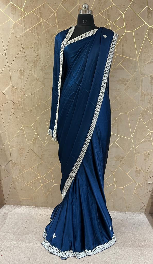 Rashi crush saree/satin saree - Saffronfashionindia