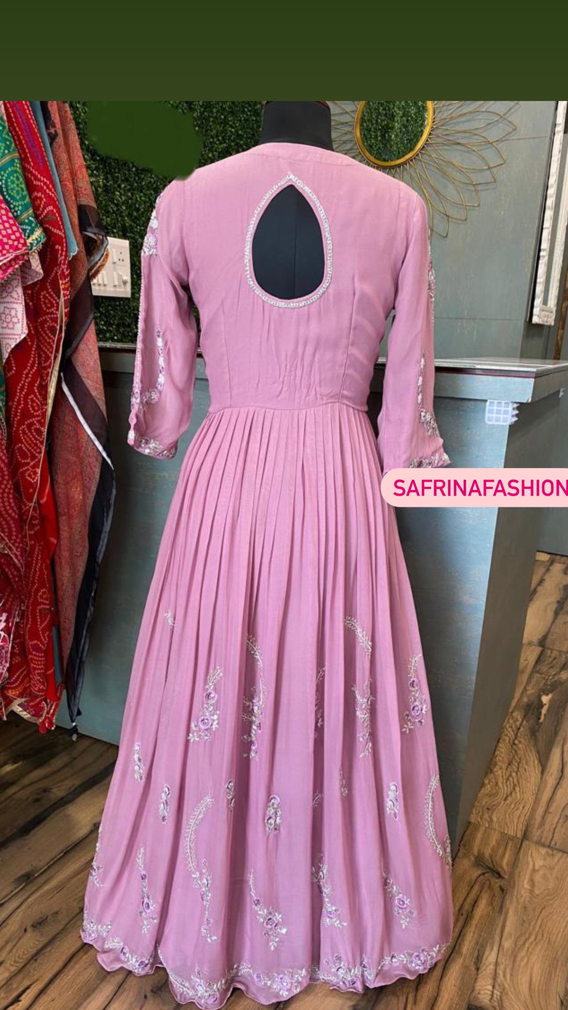 Pink Gown Beautiful embroidered gown - Saffronfashionindia