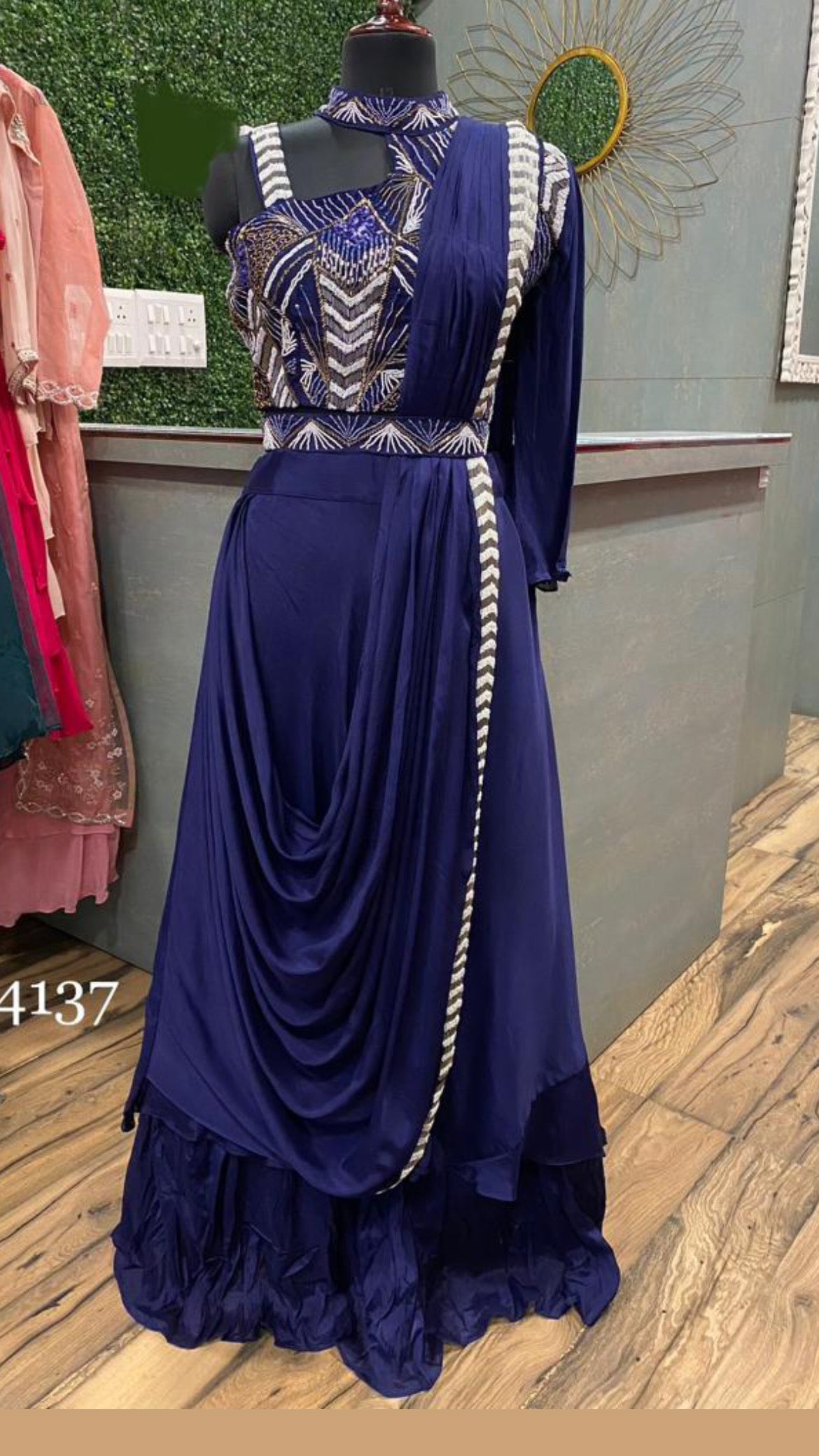 Blue indowestern dress trendy partywear dresses - Saffronfashionindia