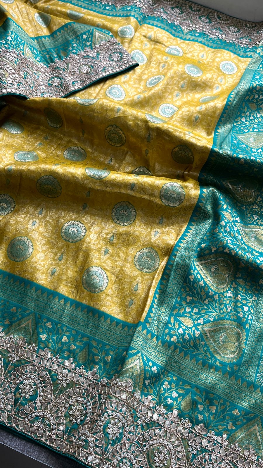 Banarsi Kanjeevaram saree gottapatti sarees - Saffronfashionindia