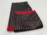 Striped Black red Chanderi saree beautiful sari