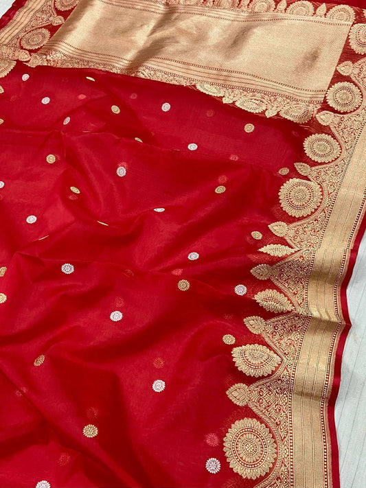 Bengal traditional saree red saree bridal saree SaffronFashion