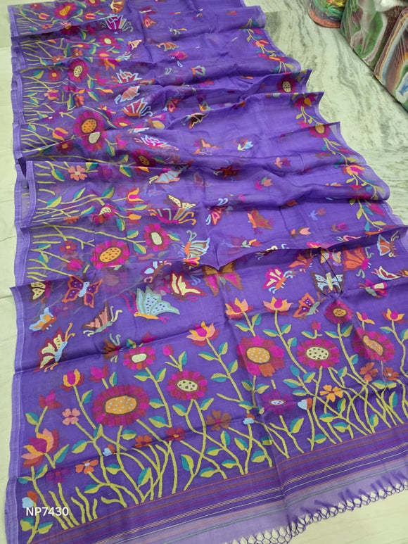 Muslin Jamdani saree tantuj saree handmade sari blouse SaffronFashion