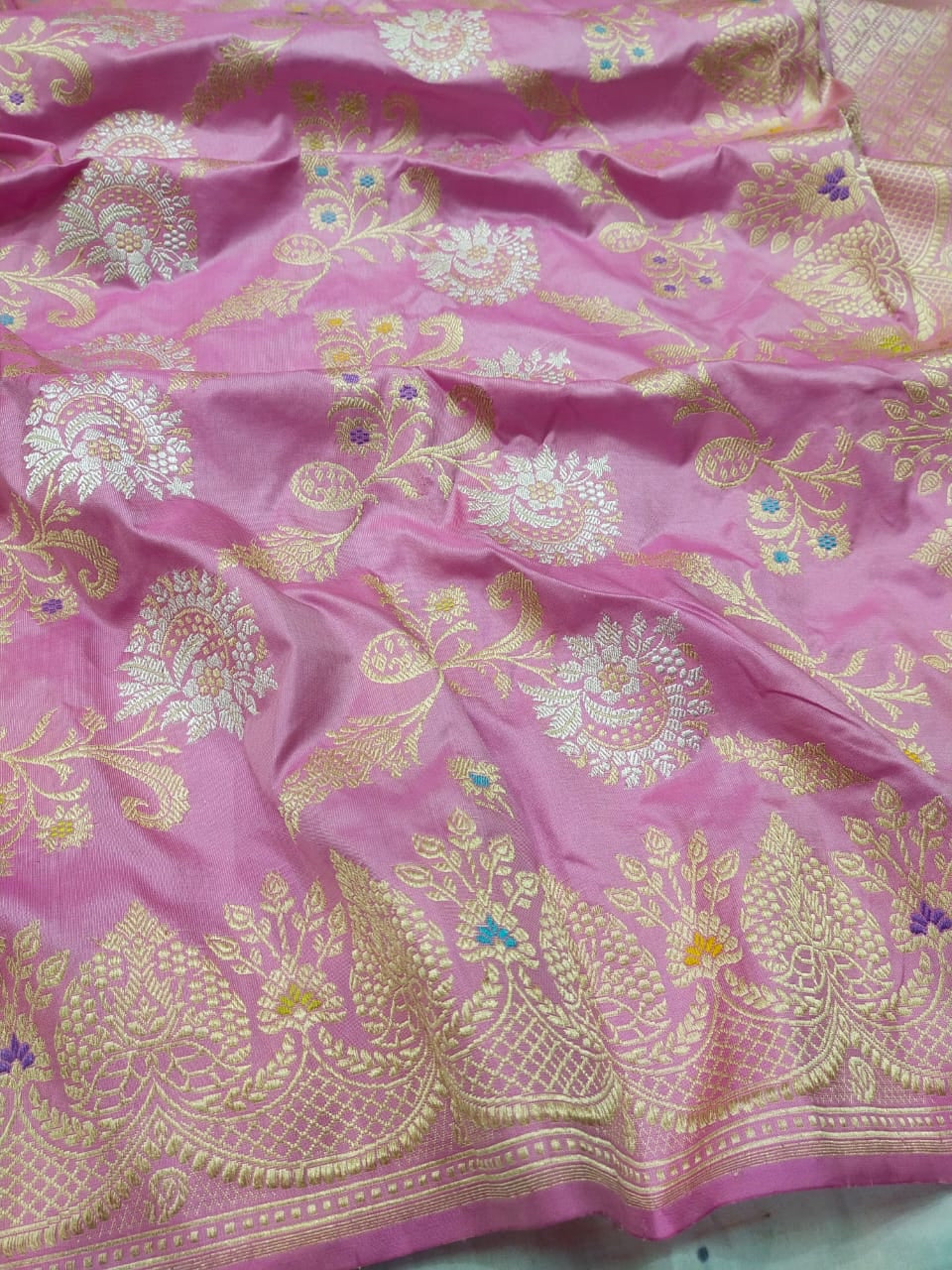 Pink banarsi premium bridal saree - Saffronfashionindia