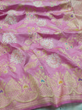 Pink banarsi premium bridal saree
