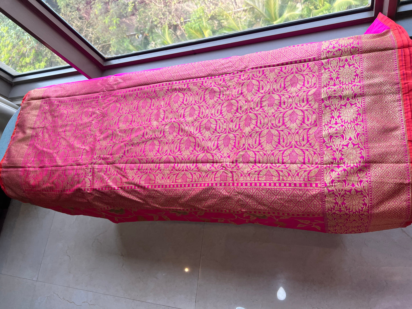 Pink Floral saree Banarsi saree silk saree SaffronFashion