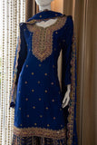 Royal Blue Pakistani sharara dress traditional wedding dress