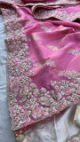 Vania Banarsi Munga Silk Saree pink sari