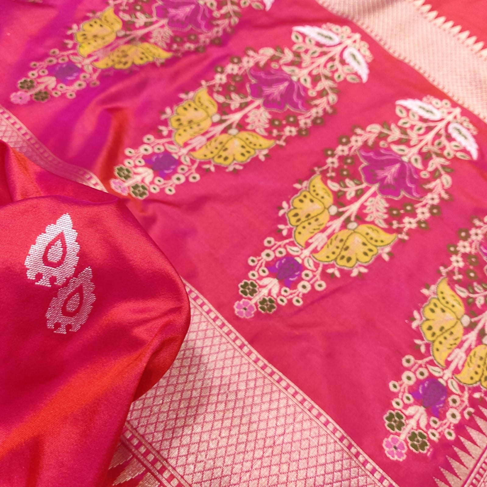 Gulabo katan silk saree handwoven sarees - Saffronfashionindia