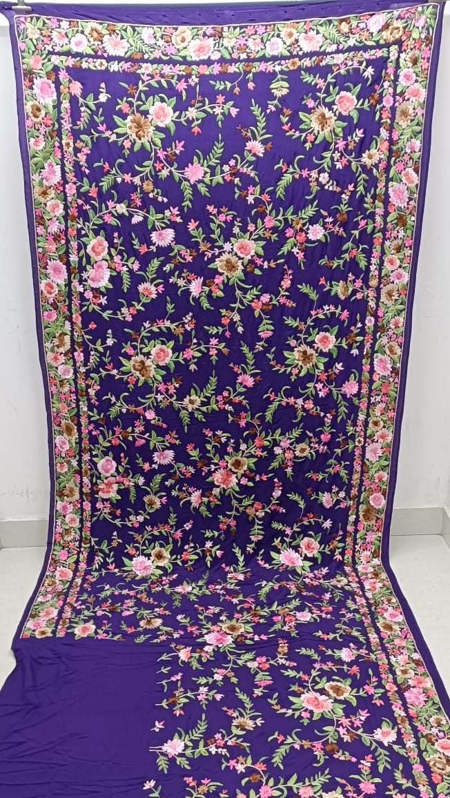 Suzen floral Authentic Parsi gara saree - Saffronfashionindia