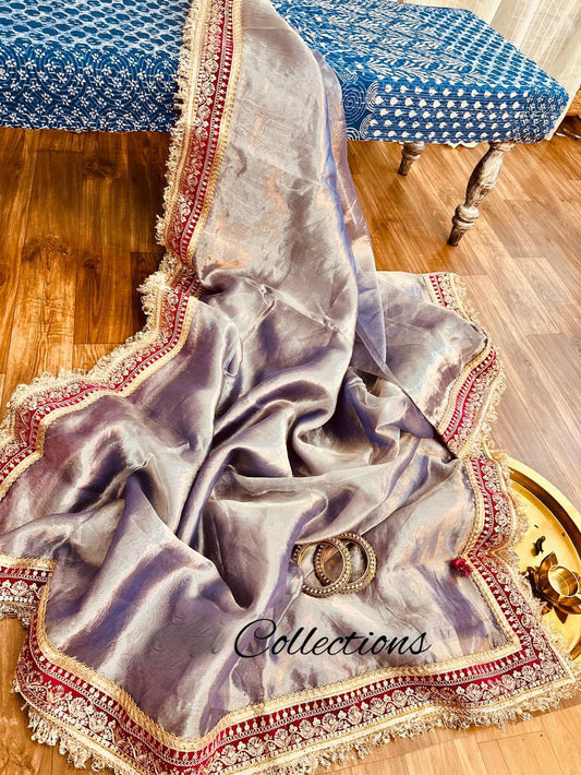 Lavender Banarsi tissue saree Partywear sarees - Saffronfashionindia