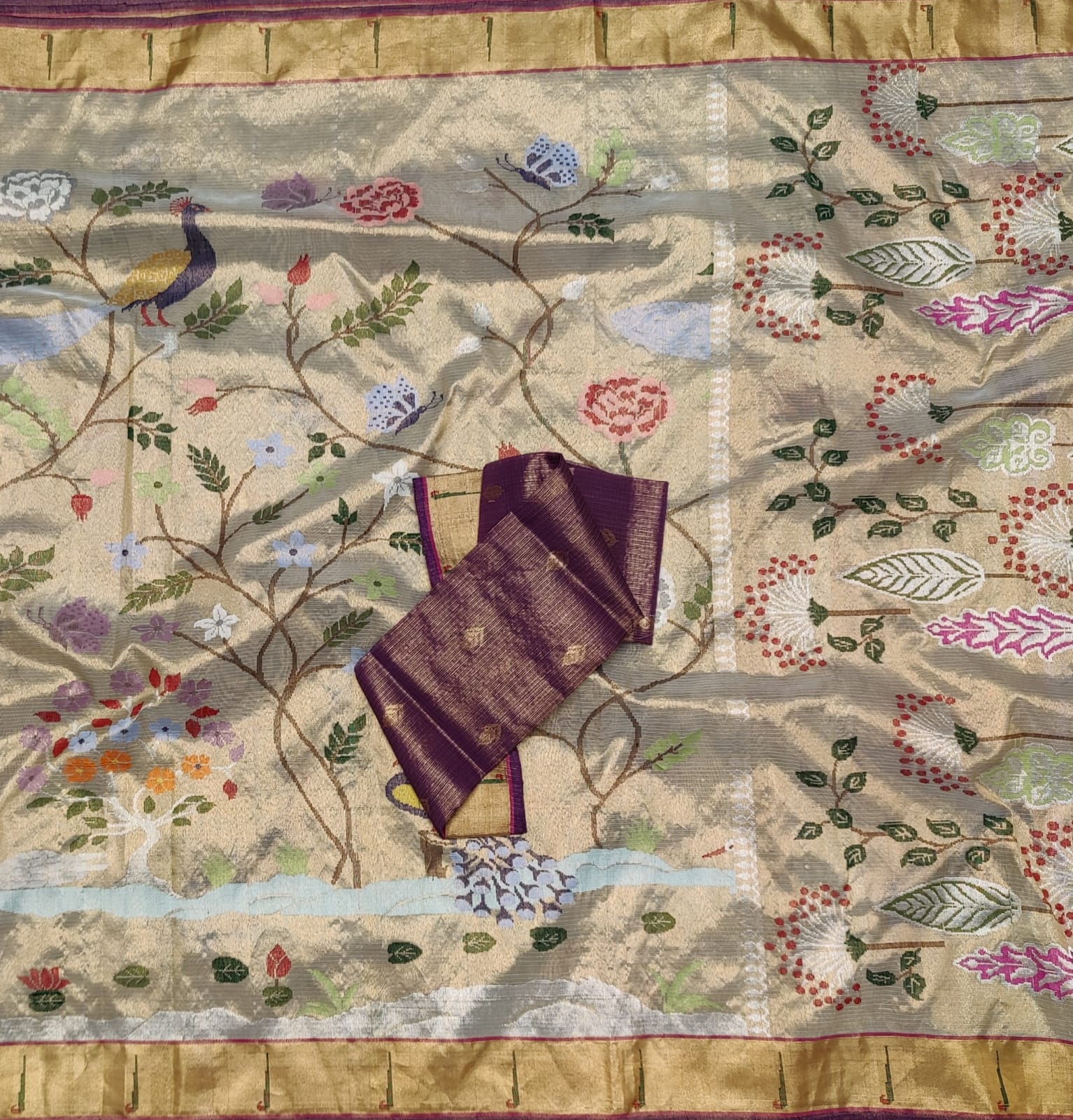 Indian Zari Kota Saree Double Tissue saree - Saffronfashionindia