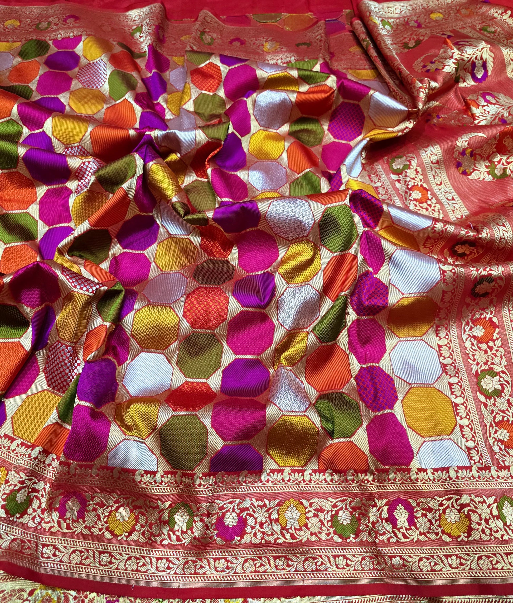 Rangkat inspired Banarsi silk saree katan silk sari blouse - Saffronfashionindia