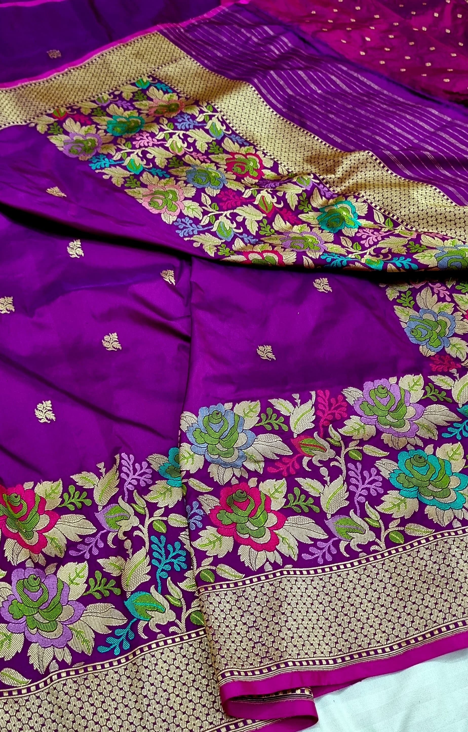 Purple handwoven kadwa exclusive women saree - Saffronfashionindia