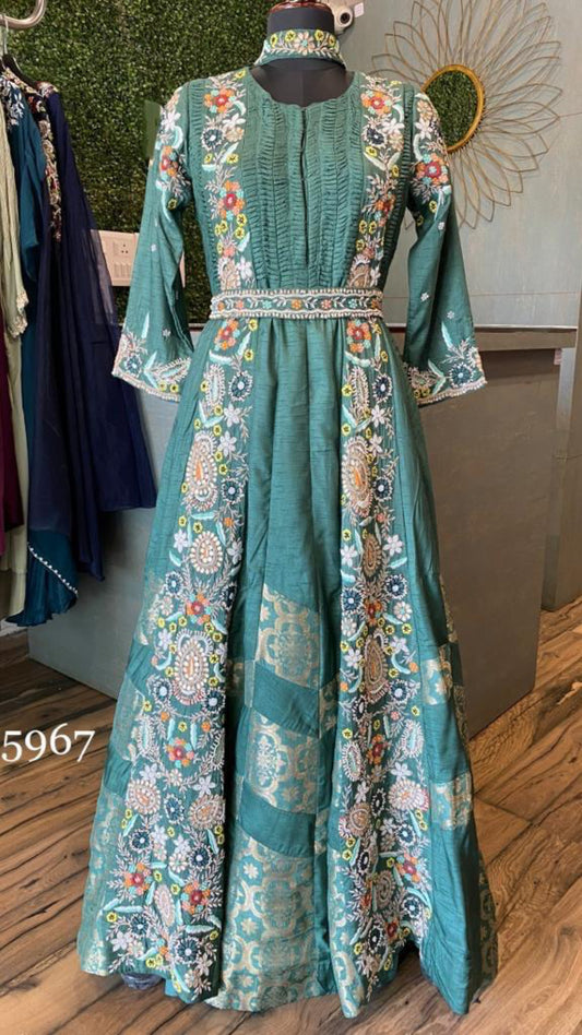 Turquoise Indowestern dress Indian Pakistani Dress - Saffronfashionindia