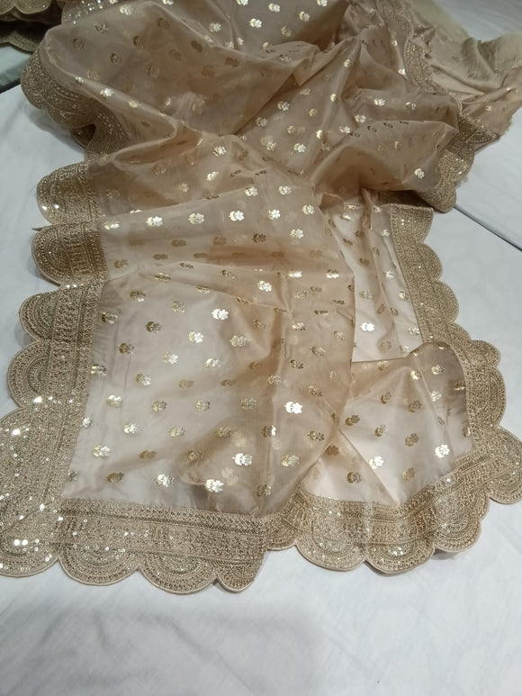 Partywear saree Kora saree scalloped sarees