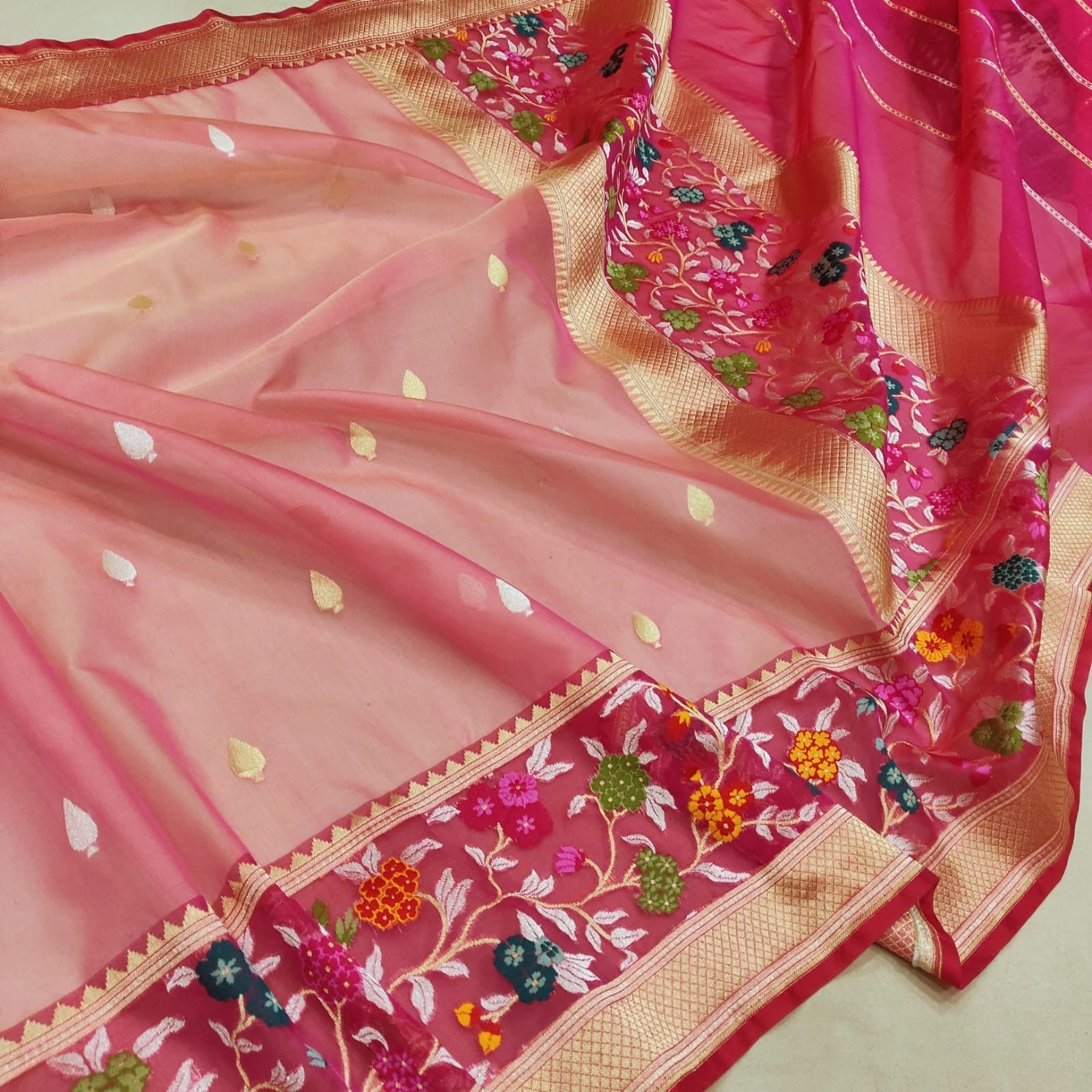 Avshika sarees Kora saree handwoven sari blouse SaffronFashion