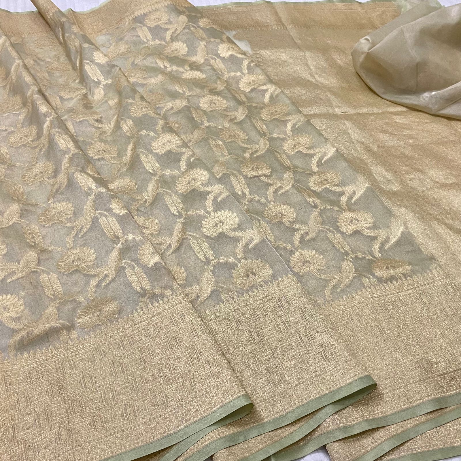 Laima tissue saree,,,,kora banarsi sarees - Saffronfashionindia