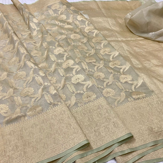Laima tissue saree,,,,kora banarsi sarees - Saffronfashionindia