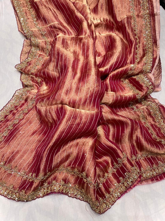 Ravish Tissue saree Handwork Saree Women Classy sarees - Saffronfashionindia