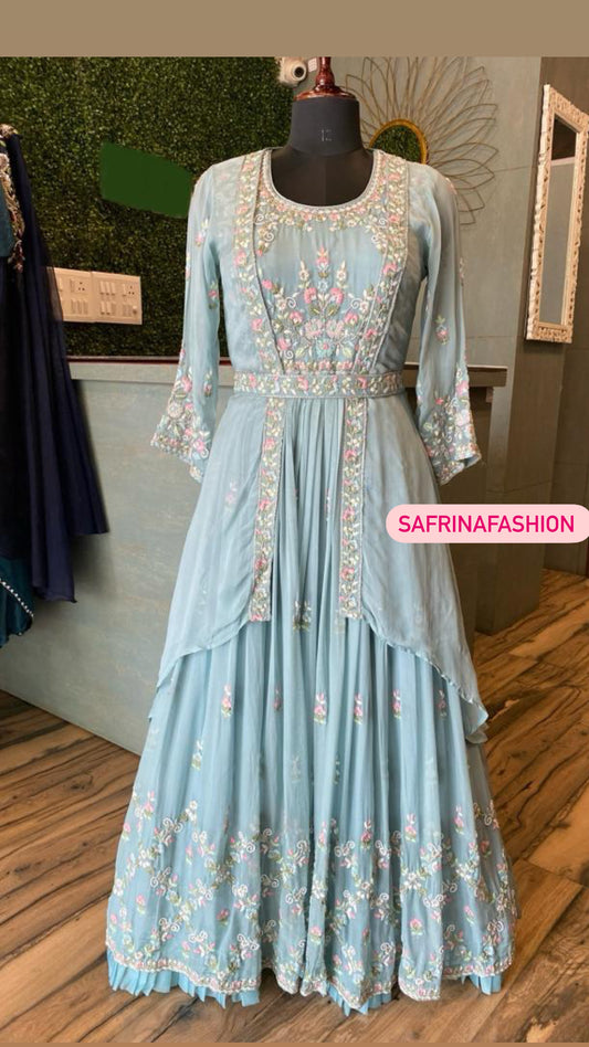 Blue Dress Women Dresses Sangeet dress wedding dress - Saffronfashionindia