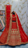 Red velvet bridal Lehangas