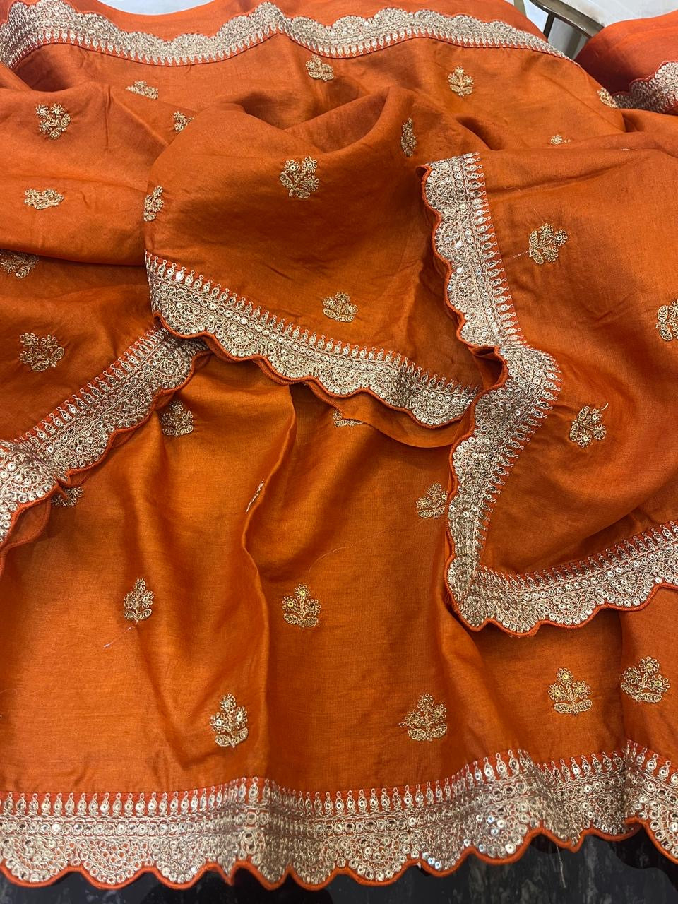 Vahisha saree tussar saree embroidery sari blouse Indian sarees SaffronFashion