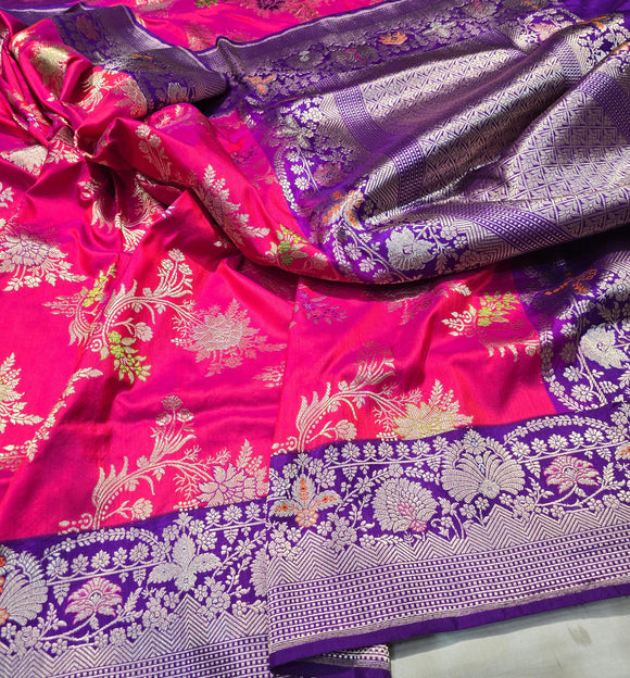 Handwoven kadwa silk saree Banarsi silk saree Indian sarees SaffronFashion