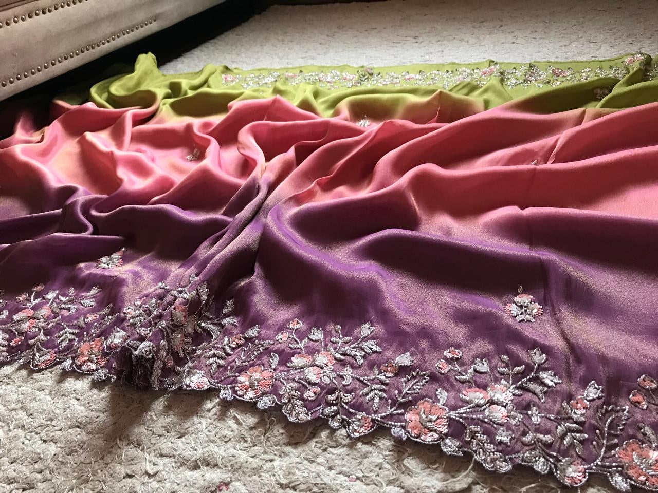 Shaded premium tissue silk saree organza sarees - Saffronfashionindia