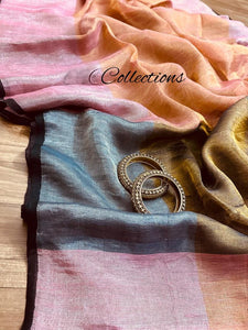 Ilima gold toned Saree Zari Saree Woven Sari Linen Sari