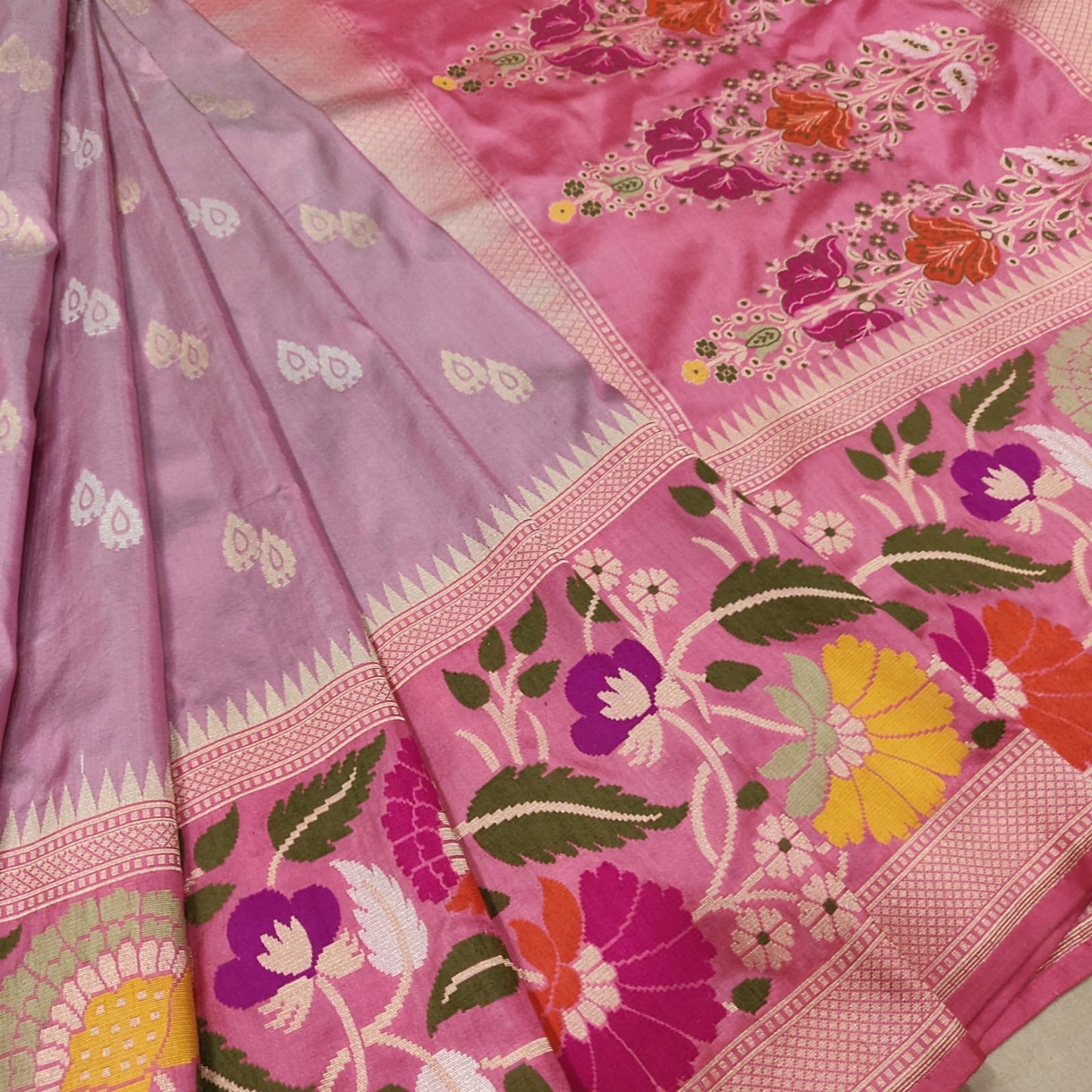 Imika katan silk saree handwoven sarees blouse - Saffronfashionindia