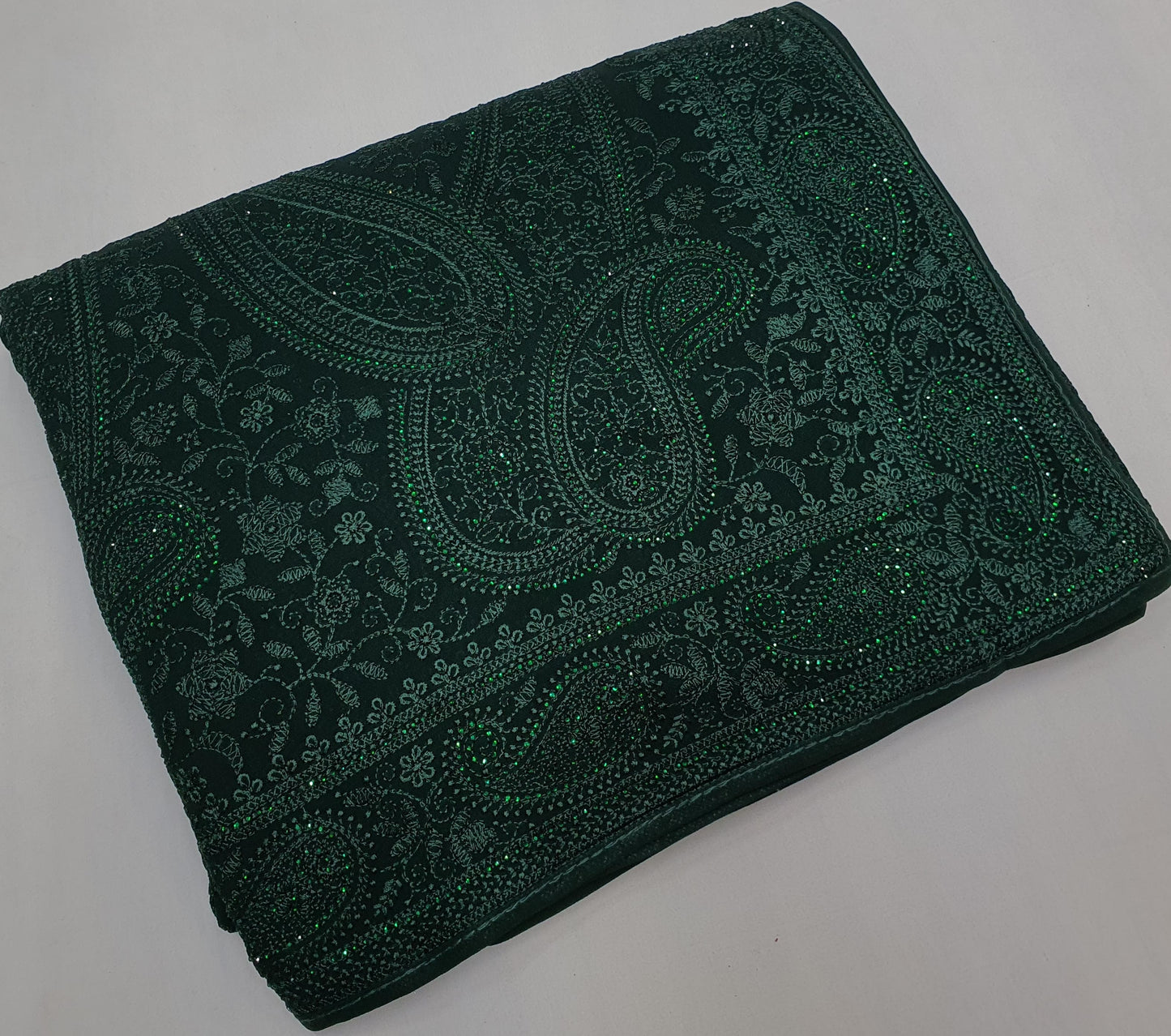 Paisley inspired Chikankari saree gorgette saree blouse - Saffronfashionindia