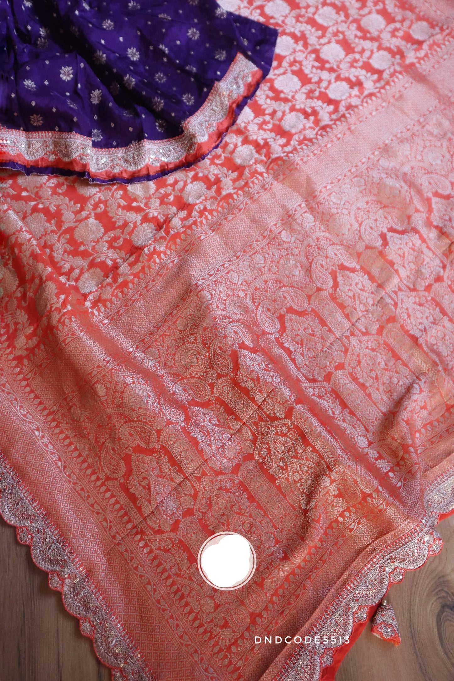 Wedding bridal saree orange Khaddi Gorgette sarees - Saffronfashionindia