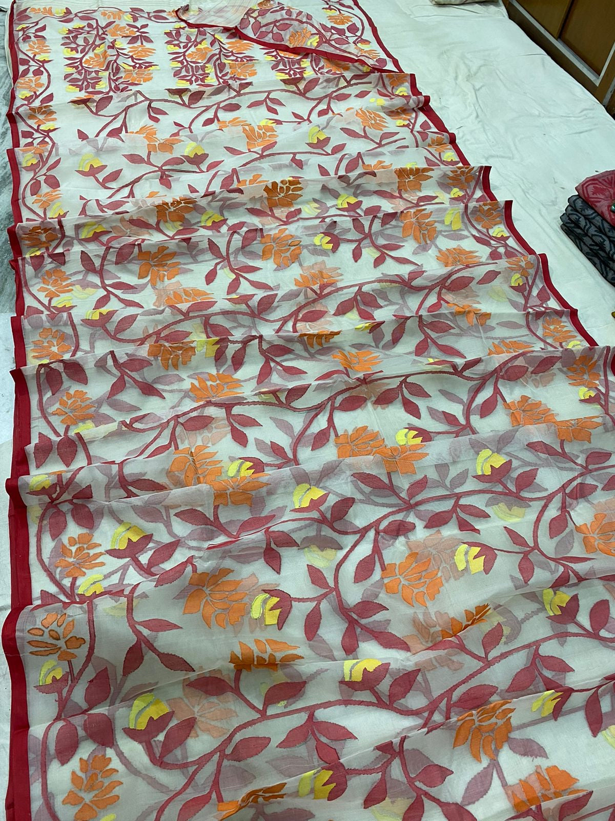 Diyanka tantuj muslin jamdani sarees - Saffronfashionindia