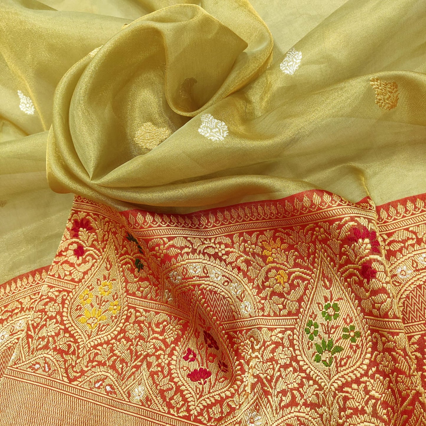 Ektara handwoven tissue kora saree - Saffronfashionindia