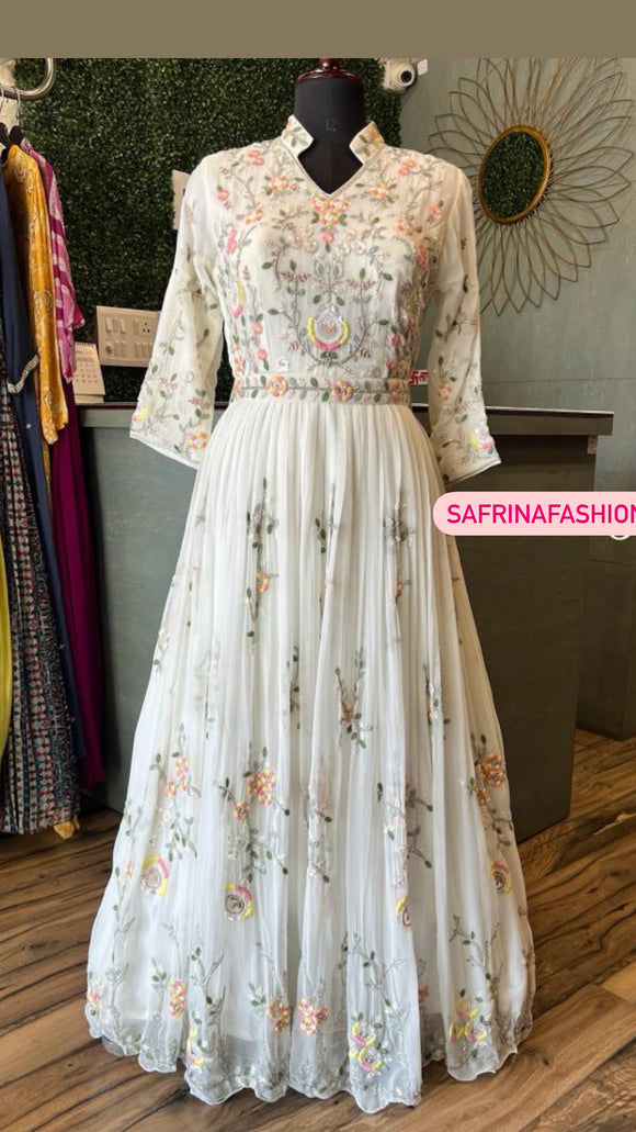 Vazira long embroidered dress sangeet dress