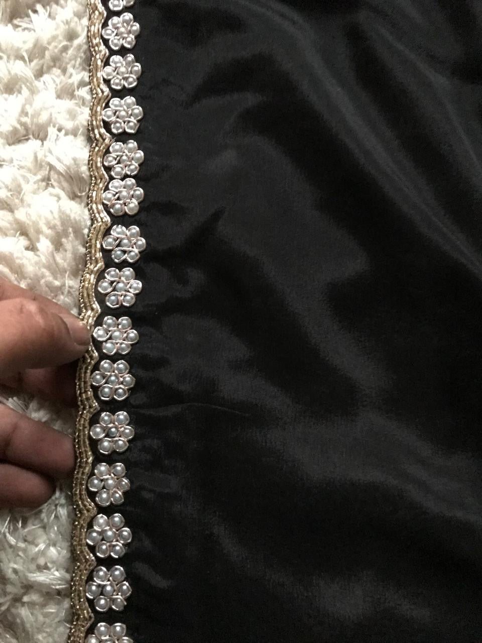 Black pearl crepe saree stunning party wear sarees blouse SaffronFashion