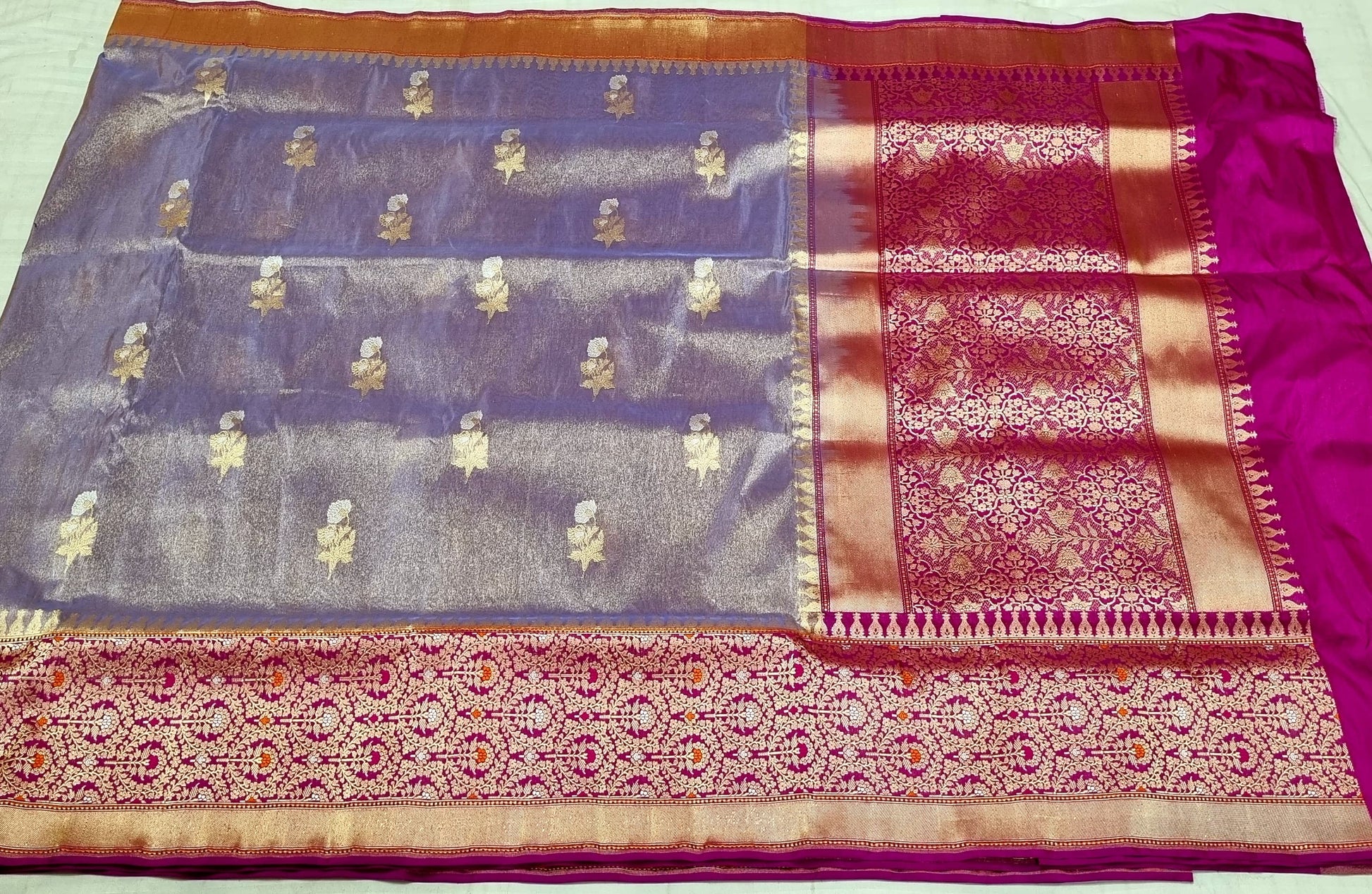 Ramzaan inspired pure banarsi handwoven tissue kadwa saree - Saffronfashionindia