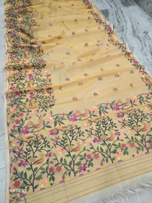 Pure Tantuj saree jamdani saree Indian sari blouse SaffronFashion