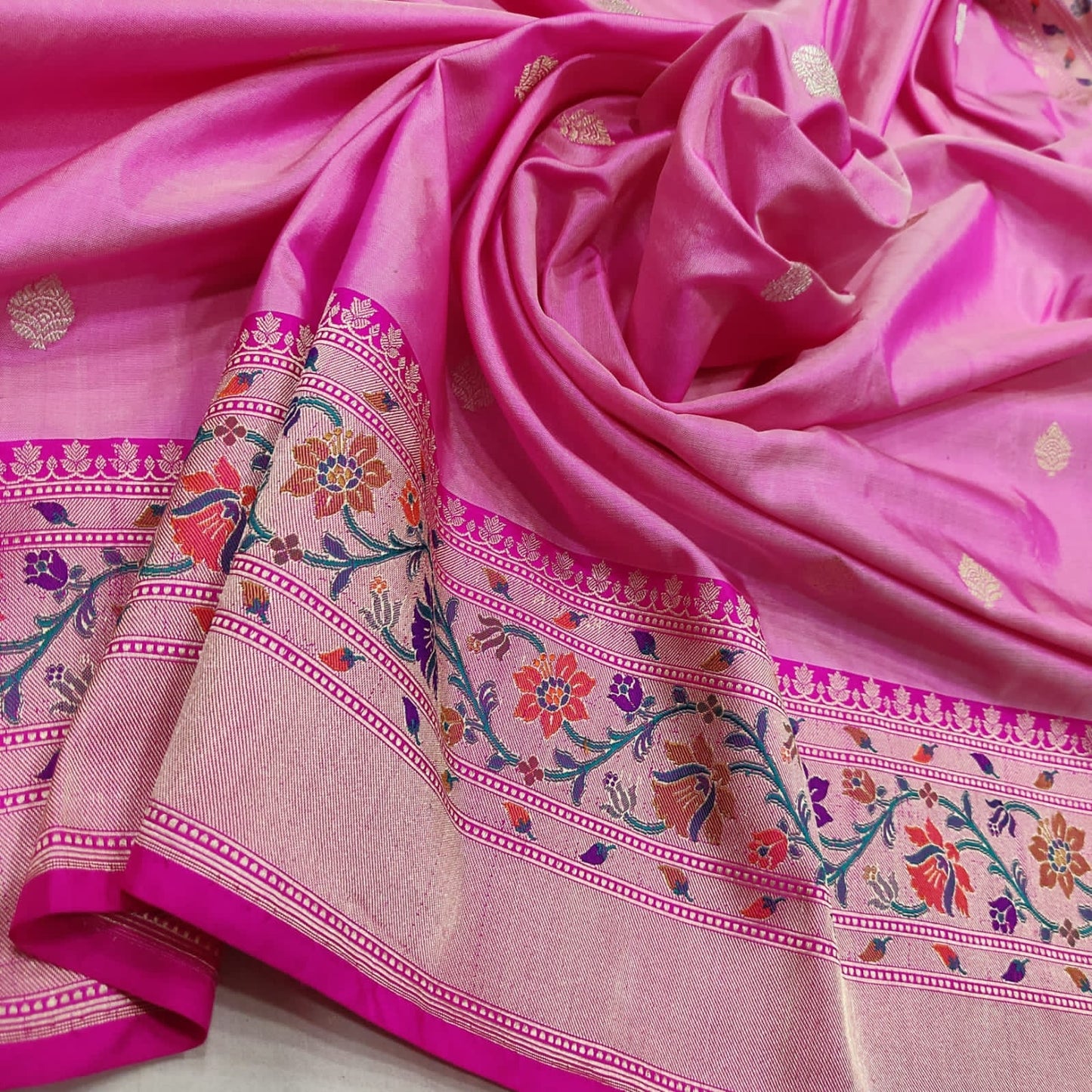 Paithani inspired Katan silk handwoven saree - Saffronfashionindia