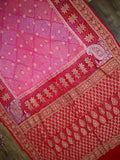 Strawberry peachy dual shades Khaddi Gorgette saree