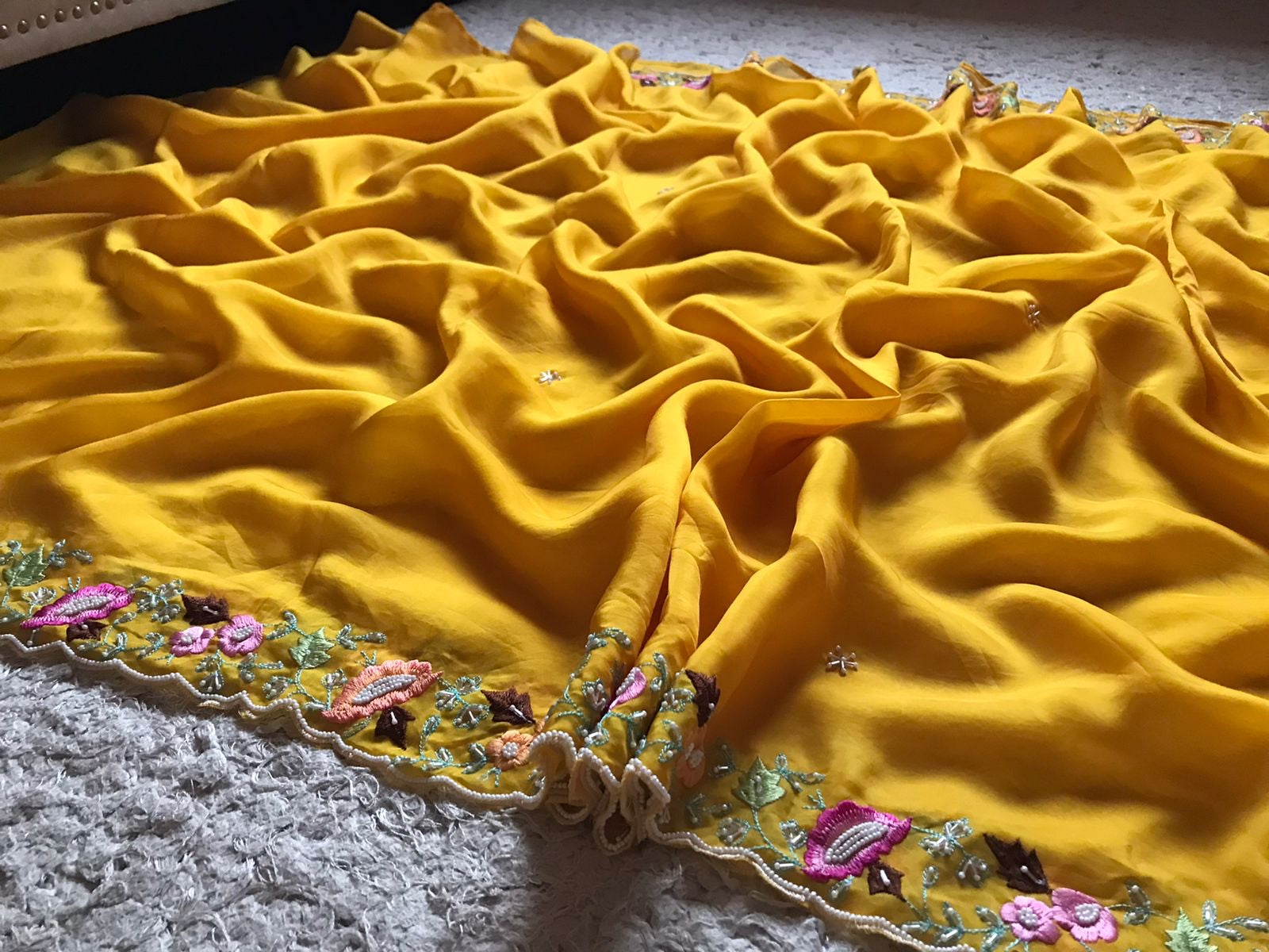 Raamji yellow organza silk sarees - Saffronfashionindia