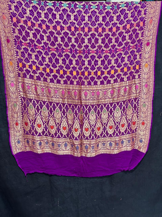 Ravish Meenakari bandhej Dupatta - Saffronfashionindia