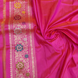 Pink Katan silk handwoven sarees