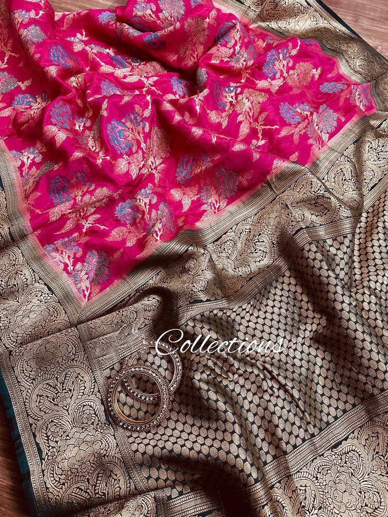 Pink beautiful munga silk saree - Saffronfashionindia